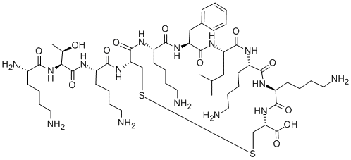 H-LYS-THR-LYS-CYS-LYS-PHE-LEU-LYS-LYS-CYS-OH Structure