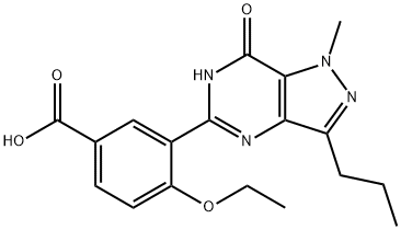 5-(5-カルボキシ-2-エトキシフェニル)-1-メチル-3-N-プロピル-1,6-ジヒドロ-7H-ピラゾロ[4,3-D]ピリミジン-7-オン 化学構造式