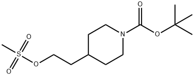 1-N-BOC-4-(2-メタンスルホニルオキシエチル)ピペリジン 化学構造式