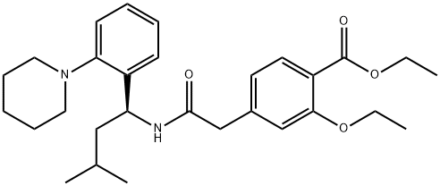 (+)-2-Ethoxy-4-(N-3-Methyl-1(S)-(2-(1-Piperidinyl)Phenyl)-Butyl)Carbamoylmethyl)  Struktur