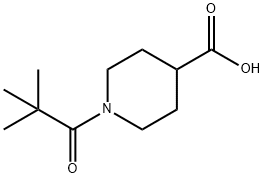 1-(2,2-ジメチルプロパノイル)ピペリジン-4-カルボン酸 化学構造式