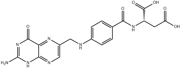 N-[4-[[(2-アミノ-1,4-ジヒドロ-4-オキソプテリジン-6-イル)メチル]アミノ]ベンゾイル]-L-アスパラギン酸 化学構造式