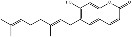 6-[(E)-3,7-ジメチル-2,6-オクタジエニル]-7-ヒドロキシ-2H-1-ベンゾピラン-2-オン 化学構造式