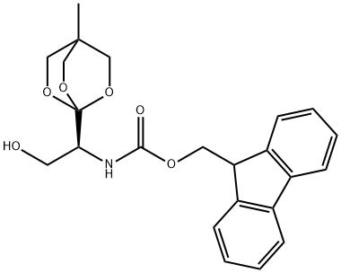 1-[N-FLUORENYLMETHOXYCARBONYL-(1S)-1-AMINO-2-HYDROXYETHYL]-4-METHYL-2,6,7-TRIOXABICYCLO[2.2.2]OCTANE 结构式
