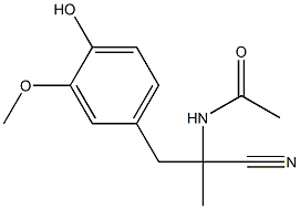 (-)-N-[1-シアノ-2-(4-ヒドロキシ-3-メトキシフェニル)-1-メチルエチル]アセトアミド 化学構造式
