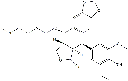 [5R-(5alpha,5abeta,8aalpha,9beta)]-9-[2-[N-[2-(Dimethylamino)ethyl]-N-methylamino]ethyl]-5-(4-hydroxy-3,5-dimethoxyphenyl)-5,5a,6,8,8a,9-hexahydrofuro[3',4':6,7]naphtho[2,3-d]-1,3-dioxol-6-one Structure