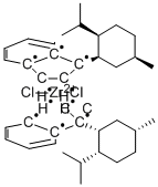 (+) - 二[1- {(1'R,2'R,5'R)-2'-异丙基-5'-甲基环己基}茚基]二氯化锆(IV) 结构式