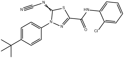 4-(4-tert-Butylphenyl)-N-(2-chlorophenyl)-5-cyan-amide-4,5-dihydro-1,3,4-thiadiazole-2-carboxamide 化学構造式