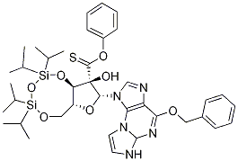 O6-Benzyl-N2,3-etheno-2'-phenoxythioxoMethyl-3',5'-O-[tetrakis(isopropyl)-1,3-disiloxanediyl] Guanosine 化学構造式