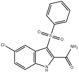 3-フェニルスルホニル-5-クロロ-1H-インドール-2-カルボアミド 化学構造式
