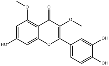 3',4',7-トリヒドロキシ-3,5-ジメトキシフラボン 化学構造式
