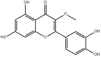 3-メトキシ-3',4',5,7-テトラヒドロキシフラボン 化学構造式