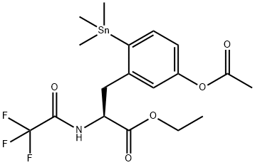 L-PHENYLALANINE, 5-(ACETYLOXY)-N-TRIFLUOROACETYL-2-TRIMETHYLSTANNYL, ETHYL ESTER|