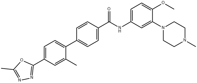 2'-METHYL-4'-(5-METHYL-[1,3,4]OXADIAZOL-2-YL)-BIPHENYL-4-CARBOXYLIC ACID [4-METHOXY-3-(4-METHYL-PIPERAZIN-1-YL)-PHENYL]-AMIDE 结构式