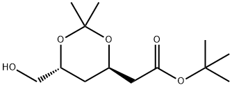 (4S,6R)-6-羟甲基-2,2-二甲基-1,3-二氧六环-4-醋酸,1,1-二甲基乙酯, 148809-28-3, 结构式