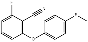 2-フルオロ-6-[4-(メチルチオ)フェノキシ]ベンゾニトリル 化学構造式