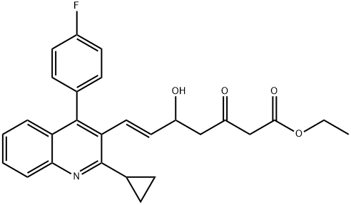 Ethyl (E)-7-[4-(4'-fluorophenyl)-2-(cyclopropyl)-3-quinolinyl]-5-hydroxy-3-oxo-6-heptenoate Struktur