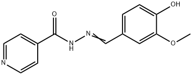 N'-[(4-ヒドロキシ-3-メトキシフェニル)メチレン]-4-ピリジンカルボヒドラジド 化学構造式