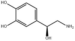 (+)-4-[(S)-2-アミノ-1-ヒドロキシエチル]ピロカテコール 化学構造式