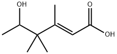 (E)-5-ヒドロキシ-3,4,4-トリメチル-2-ヘキセン酸 化学構造式