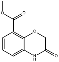 3-オキソ-3,4-ジヒドロ-2H-1,4-ベンゾキサジン-8-カルボン酸メチル 化学構造式