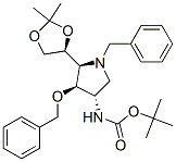 Carbamic acid, 5-(2,2-dimethyl-1,3-dioxolan-4-yl)-4-(phenylmethoxy)-1-(phenylmethyl)-3-pyrrolidinyl-, 1,1-dimethylethyl ester, 3S-3.alpha.,4.beta.,5.alpha.(R*)- Struktur