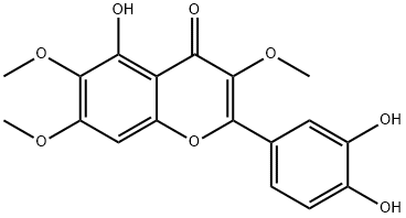 3,6,7-トリメトキシ-3',4',5-トリヒドロキシフラボン 化学構造式