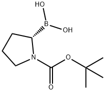 (S)-N-叔丁氧羰基吡咯烷-2-硼酸, 149716-79-0, 结构式