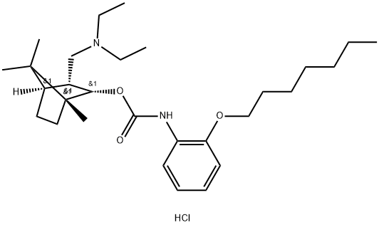 [(1R,2S,3R,4R)-3-(diethylaminomethyl)-1,7,7-trimethyl-norbornan-2-yl] N-(2-heptoxyphenyl)carbamate hydrochloride Structure