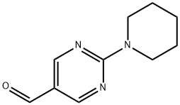 2-(1-ピペリジニル)-5-ピリミジンカルブアルデヒド 化学構造式