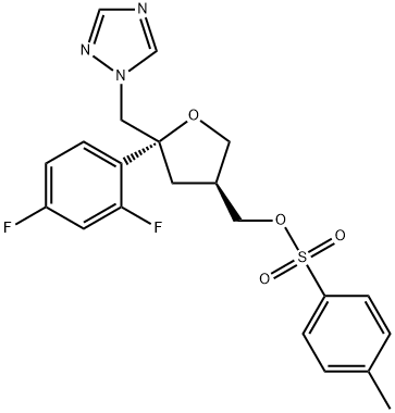 (5R-cis)-Toluene-4-sulfonic acid 5-(2,4-difluorophenyl)-5-(1H-1,2,4-triazol-1-yl)methyltetrahydrofuran-3-ylmethyl ester Struktur