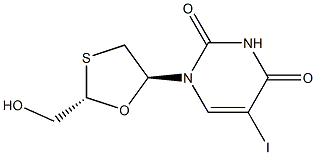 2,4(1H,3H)-Pyrimidinedione, 1-[2-(hydroxymethyl)-1,3-oxathiolan-5-yl]- 5-iodo-, (2S-trans)- 结构式