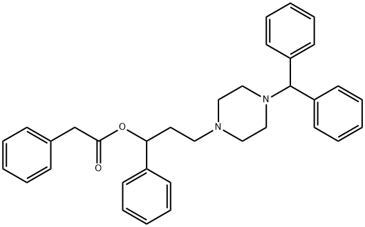 Benzeneacetic acid, 3-(4-(diphenylmethyl)-1-piperazinyl)-1-phenylpropy l ester Structure