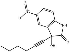 3-(1-Hexynyl)-3-hydroxy-5-nitro-2-indolinone Structure