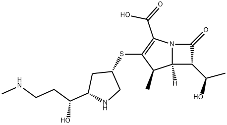 (4R,5R,6S)-6-(1-hydroxyethyl)-3-[(3S,5S)-5-[(1R)-1-hydroxy-3-methylamino-propyl]pyrrolidin-3-yl]sulfanyl-4-methyl-7-oxo-1-azabicyclo[3.2.0]hept-2-ene-2-carboxylic acid Structure