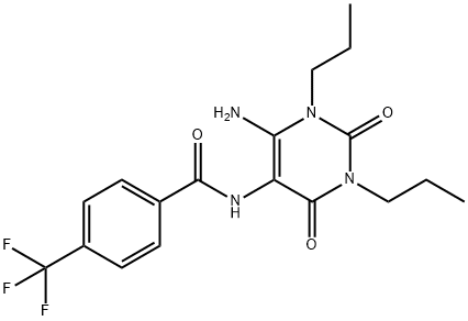 Benzamide,  N-(6-amino-1,2,3,4-tetrahydro-2,4-dioxo-1,3-dipropyl-5-pyrimidinyl)-4-(trifluoromethyl)- Structure