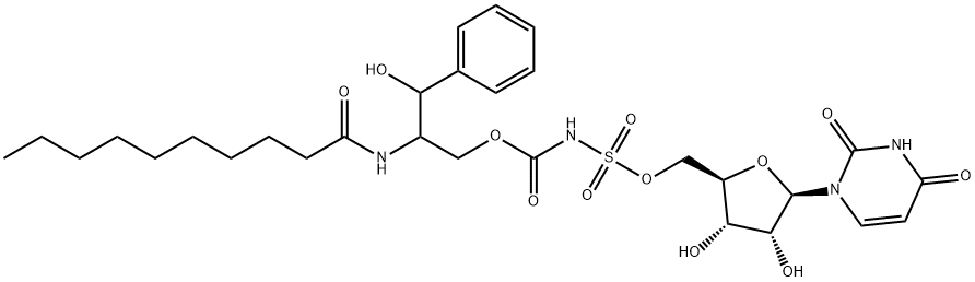 5'-O-(((2-decanoylamino-3-hydroxy-3-phenylpropyloxycarbonyl)amino)sulfonyl)uridine Structure