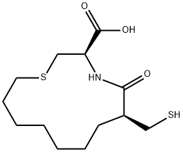 6-(mercaptomethyl)-5-oxo-1-thia-4-azacyclotridecane-3-carboxylic acid Structure