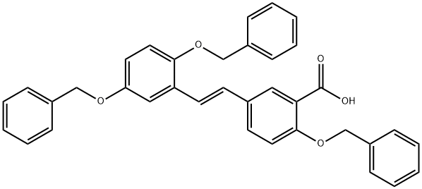 (E)-5-[2-(Beznyloxy)2-[2,5-bis(benzyloxy)phenyl]ethenyl]-benzoic Acid Struktur
