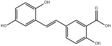 TRANS-1-(3'-CARBOXY-4'-HYDROXYPHENYL)-2-(2,5-DIHYDROXYPHENYL)ETHENE Struktur