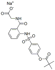 N-[2-[[[4-(2,2-二甲基-1-氧代丙氧基)苯基]磺酰]氨基]苯甲酰]-(S)-甘氨酸单钠盐, 150374-95-1, 结构式