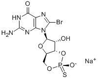 8-BROMOGUANOSINE-3',5'-CYCLIC MONOPHOSPHOROTHIOATE, RP-ISOMER SODIUM SALT 结构式