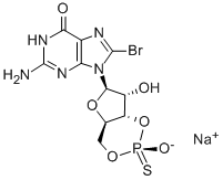 8-BROMOGUANOSINE-3',5'-CYCLIC MONOPHOSPHOROTHIOATE, RP-ISOMER SODIUM SALT Structure