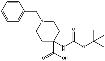 1-ベンジル-4-([ボック]-アミノ)ピペリジン-4-カルボン酸 化学構造式