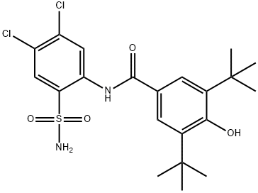 Benzamide, N-(2-(aminosulfonyl)-4,5-dichlorophenyl)-3,5-bis(1,1-dimeth ylethyl)-4-hydroxy- 化学構造式