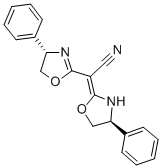 (+)-(4S)-PHENYL-ALPHA-[(4S)-PHENYLOXAZOLIDIN-2-YLIDENE]-2-OXAZOLINE-2-ACETONITRILE 化学構造式