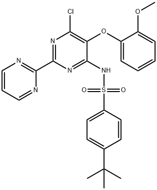 4-tert-ブチル-N-[6-クロロ-5-(2-メトキシフェノキシ)-2,2′-ビピリミジン-4-イル]ベンゼンスルホンアミド 化学構造式