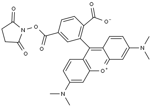 6-Carboxytetramethylrhodamine succinimidyl ester Struktur
