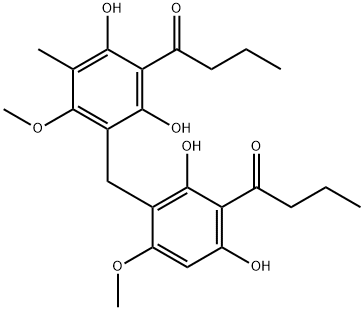 1-[3-[[2,4-Dihydroxy-6-methoxy-5-methyl-3-(1-oxobutyl)phenyl]methyl]-2,6-dihydroxy-4-methoxyphenyl]-1-butanone 结构式