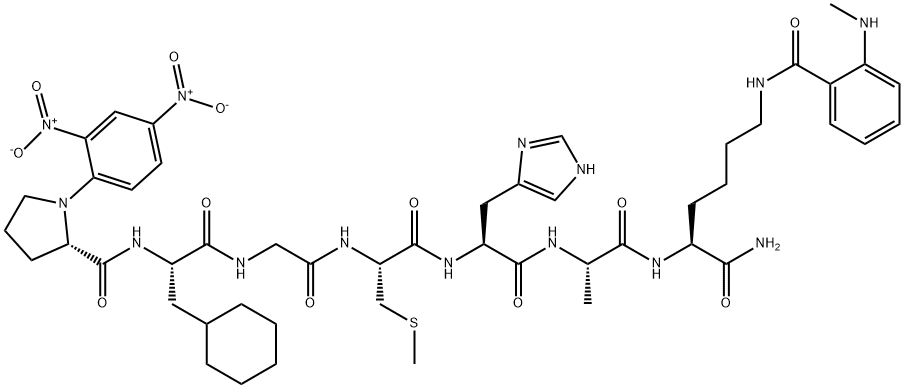 DNP-PRO-Β-シクロヘキシル-ALA-GLY-CYS(ME)-HIS-ALA-LYS(N-ME-ABZ)-NH2 化学構造式
